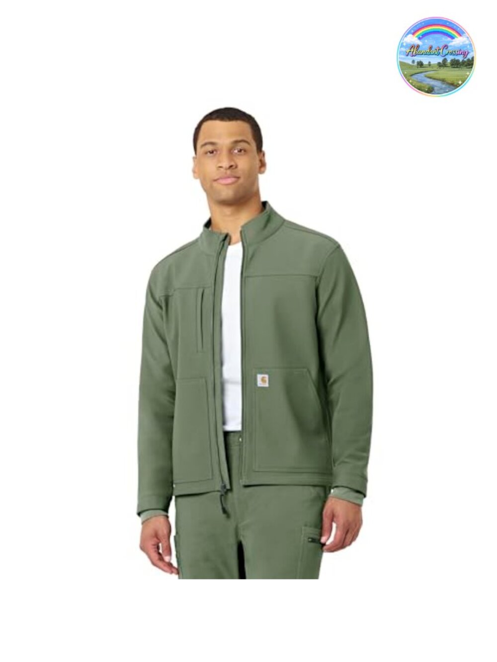 Men's Bonded Fleece Scrub Jacket with Rugged Flex Stretch